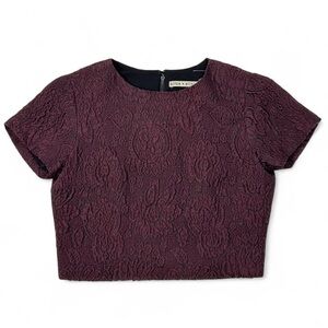 Alice + Olivia maroon jacquard texture double lined crop top